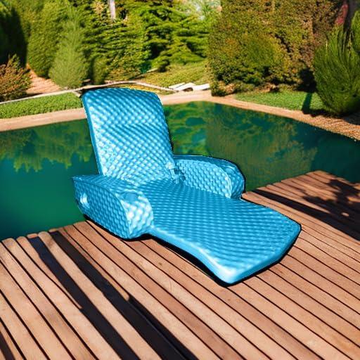 TRC Recreation Super Soft Adjustable Pool Recliner Float Portable Comfortable Chair Lounger with Cup Holders for Swimming Pool Essentials, Marina Blue