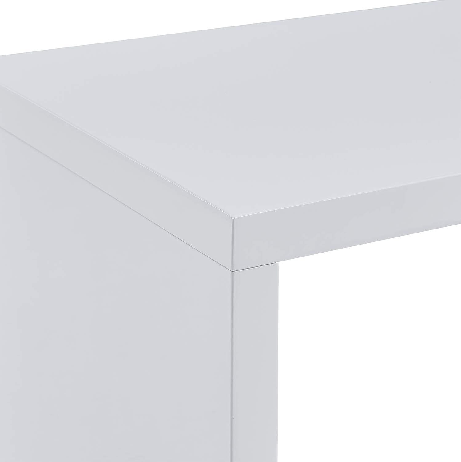 Yates Modern White and Chrome Adjustable Corner Desk with Shelves