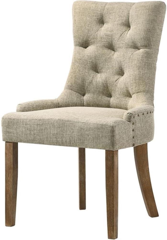 22" Yotam Accent Chair Beige Fabric/Salvaged Oak Finish - Acme Furniture