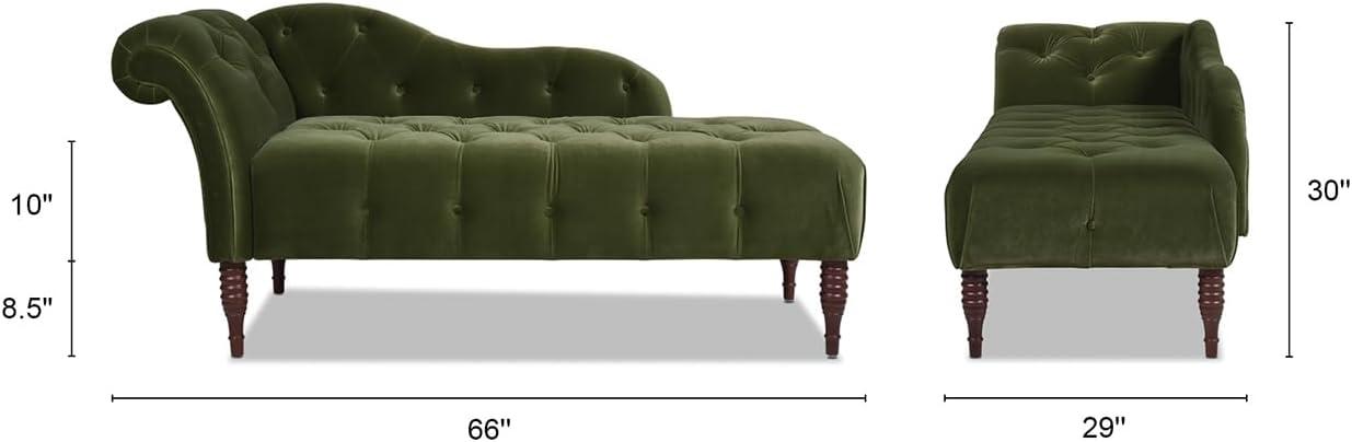 Jennifer Taylor Home Samuel Tufted Roll Arm Chaise Lounge Olive Green Velvet