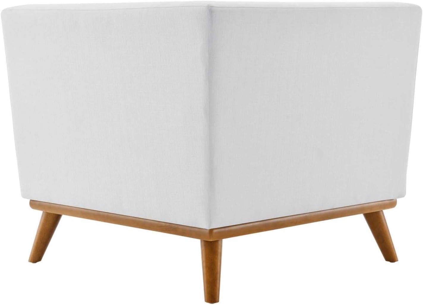Modway Engage Upholstered Fabric and Wood Corner Chair in White