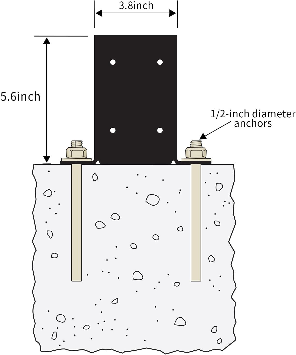 Heavy Duty Black Metal 4x4 Deck Post Base Brackets