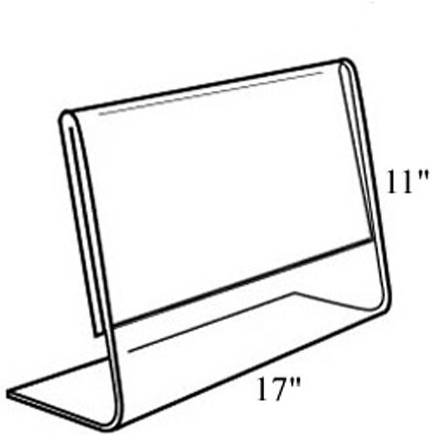 Azar Displays Angled L-Shaped Sign Holder Frame with Slant Back Design 17"x 11''High- Horizontal/Landscape, 10-Pack (Set of 10)