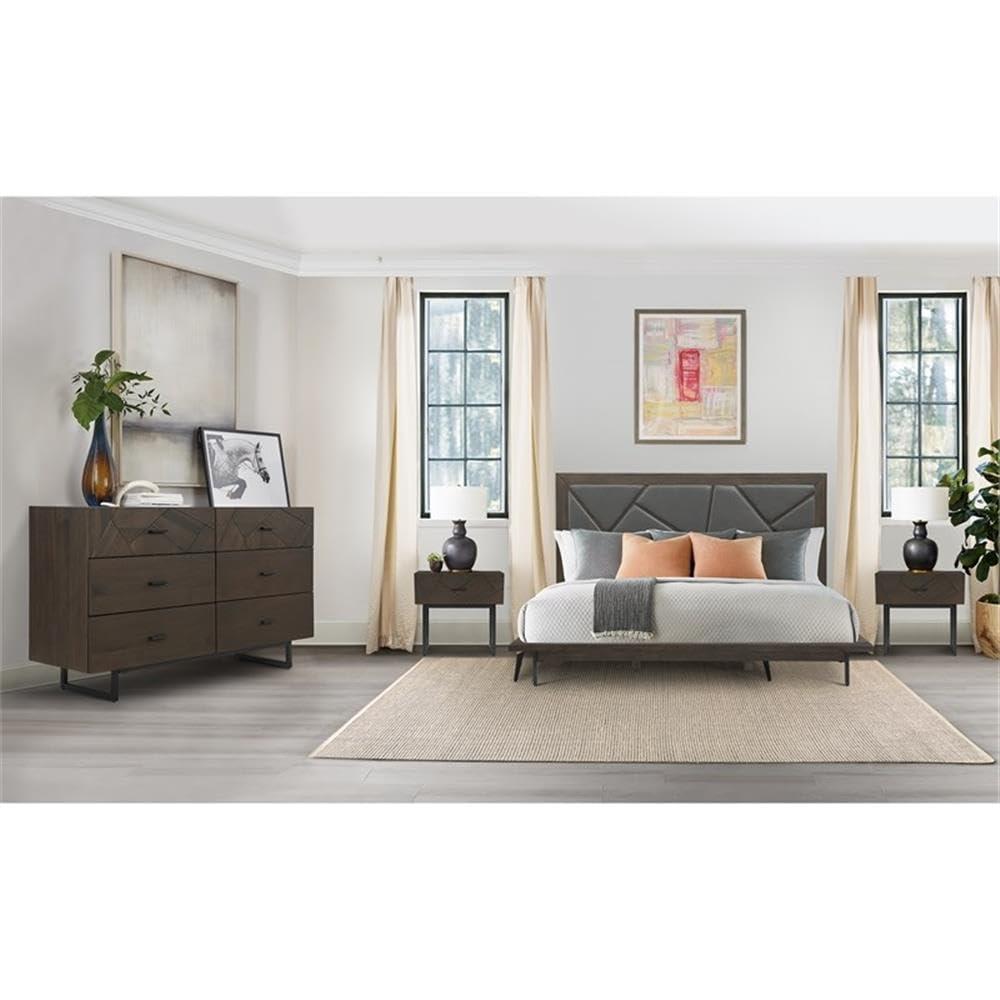 Marquis 6 Drawer Oak Wood Dresser with Black Metal Legs