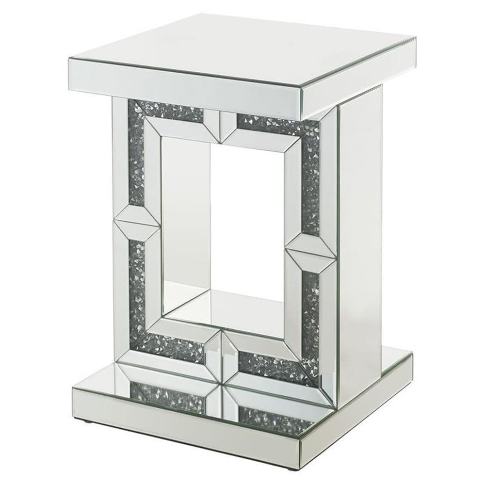 16" Noralie Accent Table Mirrored/Faux Diamonds - Acme Furniture