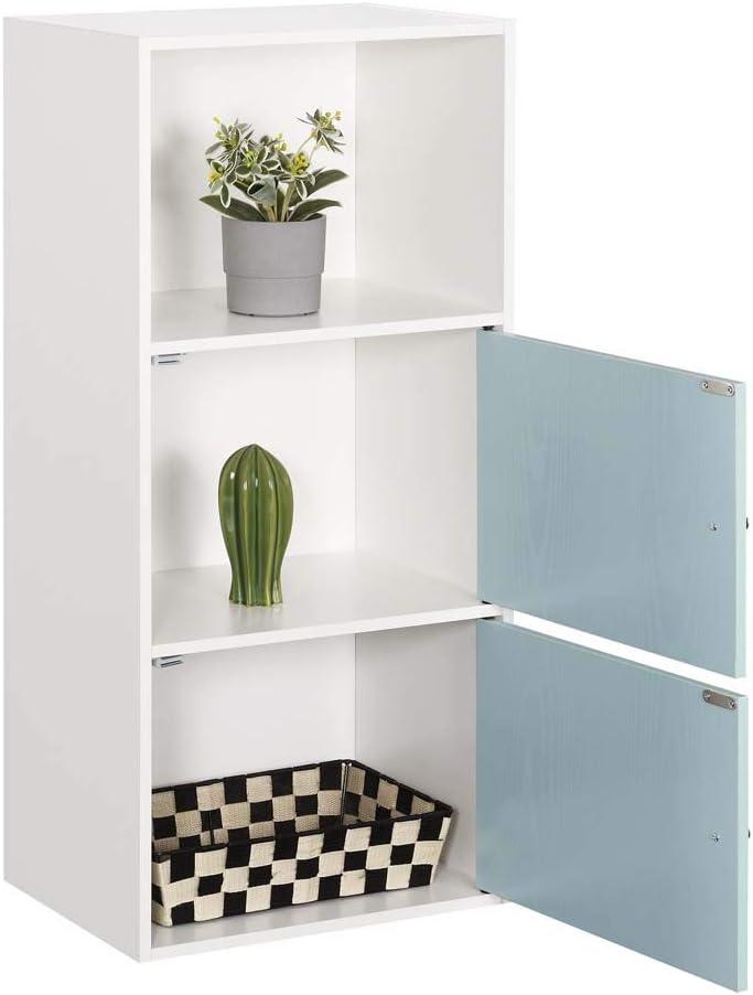 Seafoam Whisper 17" White Office Storage Cabinet with Chrome Knobs