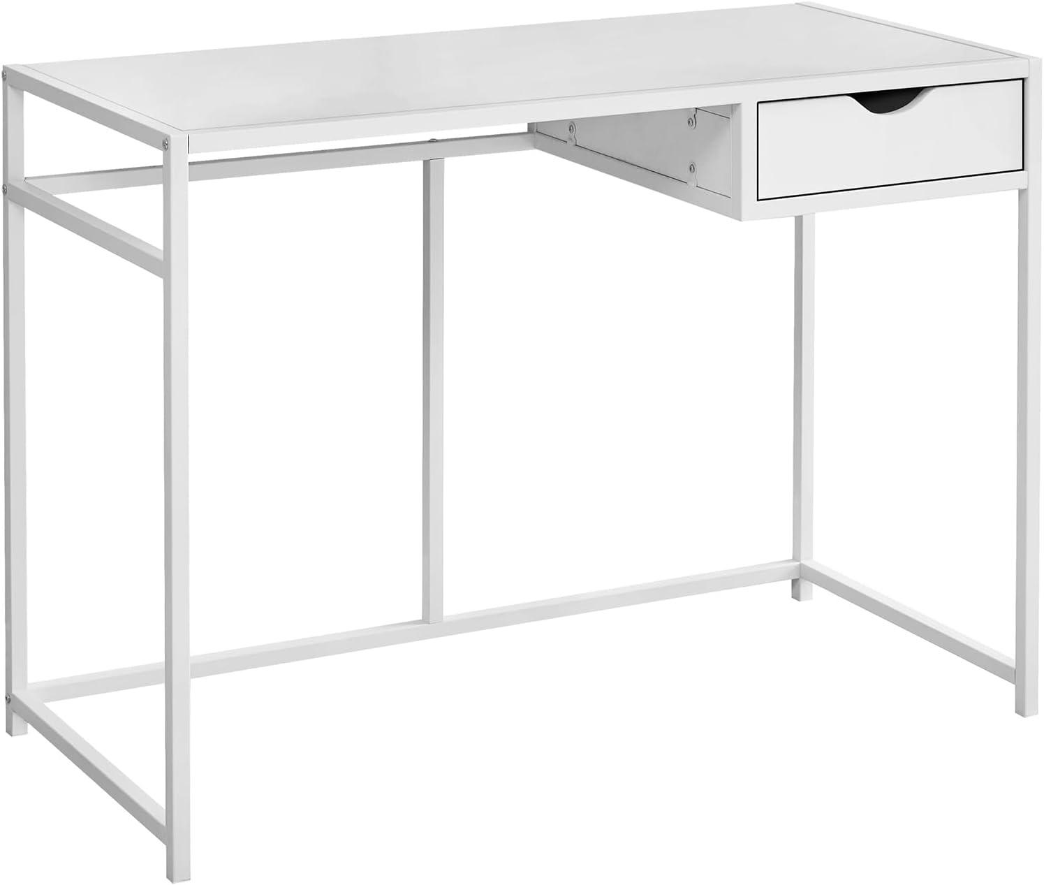 Monarch Specialties Computer Desk, Home Office, Laptop, Storage Drawer, 42"L, Work, White Laminate