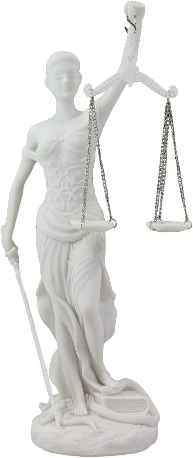 Hand Painted White Resin Lady Justice Statue for Home Office