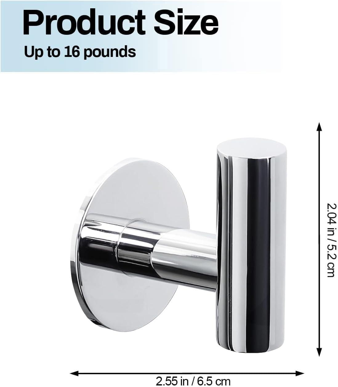 Bathroom Stainless Steel Towel Hooks Wall Mounted 4-Pack