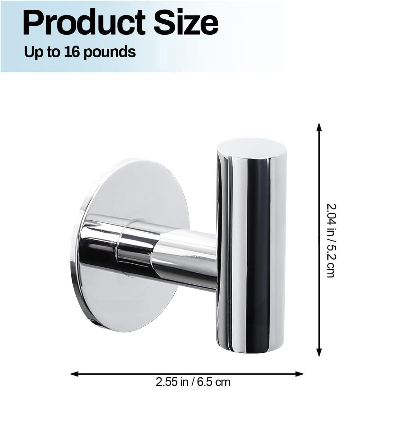 Bathroom Stainless Steel Towel Hooks Wall Mounted 4-Pack