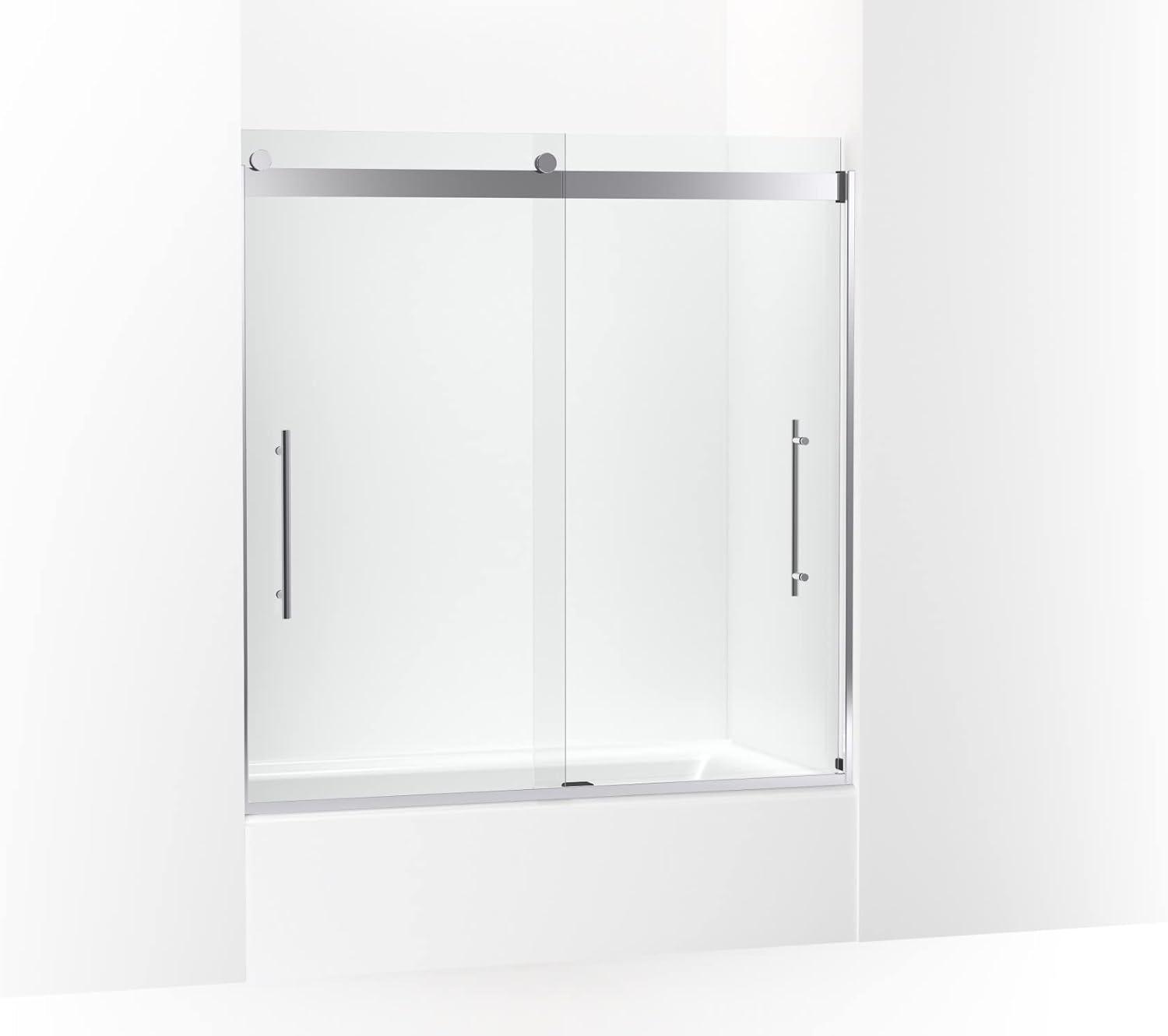 Levity Plus Less Sliding Bath Door, 61-9/16 In. H X 56-5/8 - 59-5/8 In. W, With 5/16 In.-Thick Crystal Clear Glass