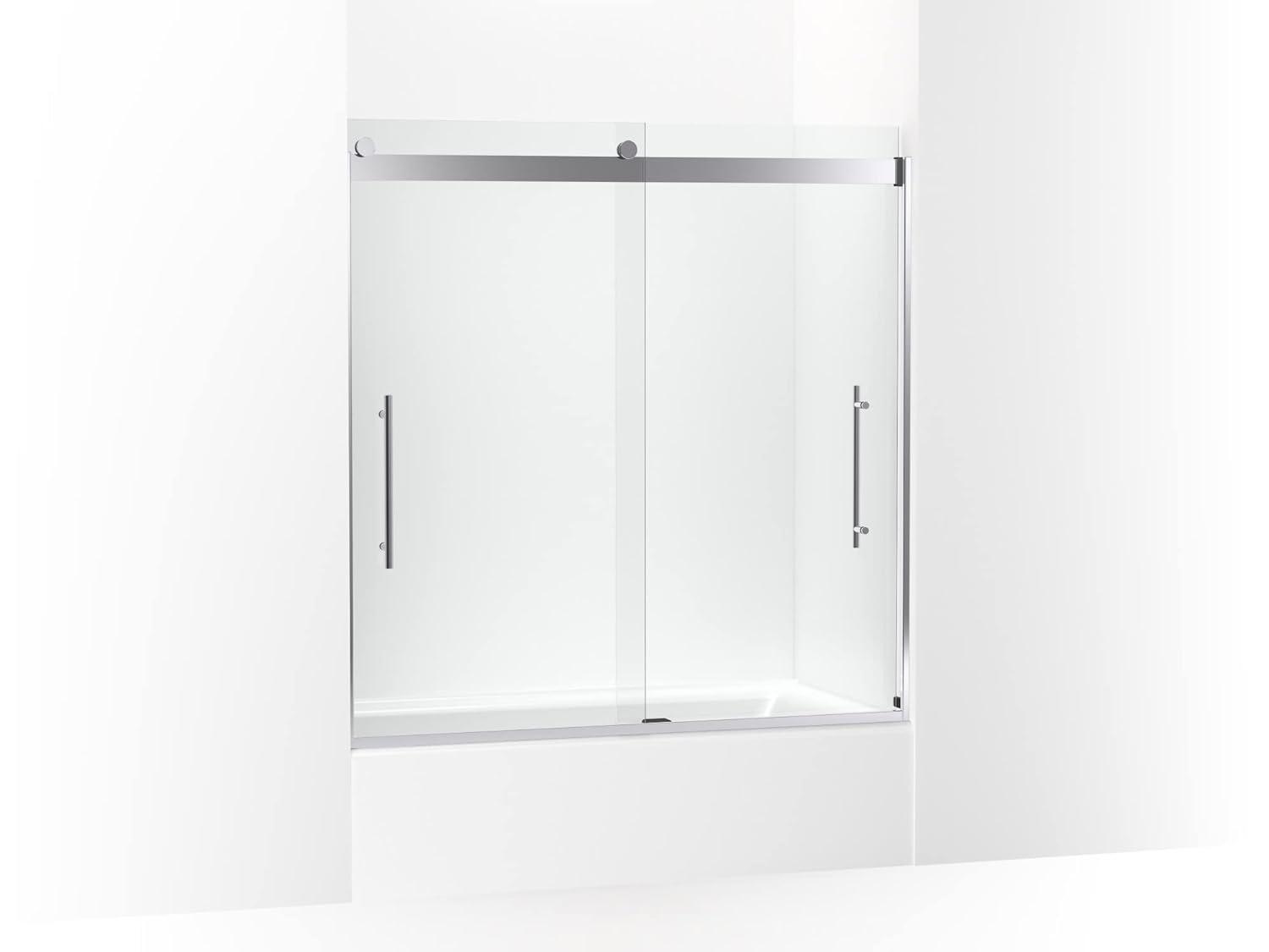 Levity Plus Less Sliding Bath Door, 61-9/16 In. H X 56-5/8 - 59-5/8 In. W, With 5/16 In.-Thick Crystal Clear Glass