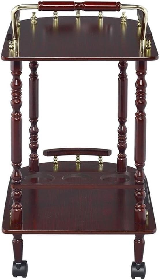 ByEUcuk Home Furnishings Palmer 2-Tier Serving Cart Merlot and Brass