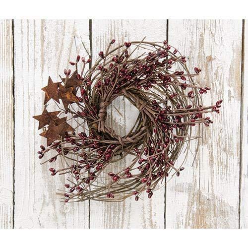 CWI Gifts Pip and Twig with Rusty Star Wreath, 10-Inch, Burgundy