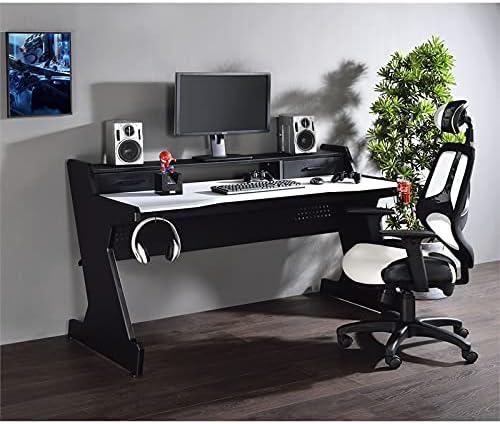 Bigga Gaming Desk Black/White - Acme Furniture