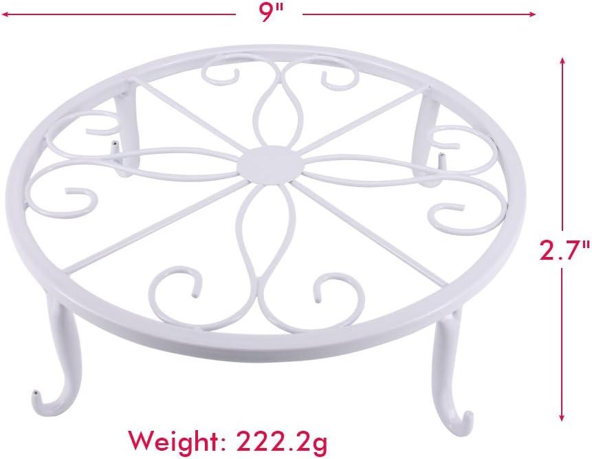 QISHENG Metal Plant Stand Wrought Iron Planter,Iron Art Flower Pot Supporting Stand Indoor Outdoor Garden Set of 3 (White)