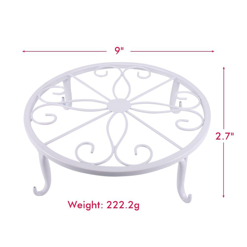 QISHENG Metal Plant Stand Wrought Iron Planter,Iron Art Flower Pot Supporting Stand Indoor Outdoor Garden Set of 3 (White)