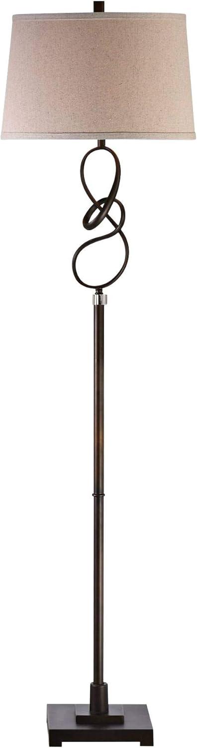 Uttermost Tenley Steel Crystal Floor Lamp in Rubbed Bronze and Light Beige