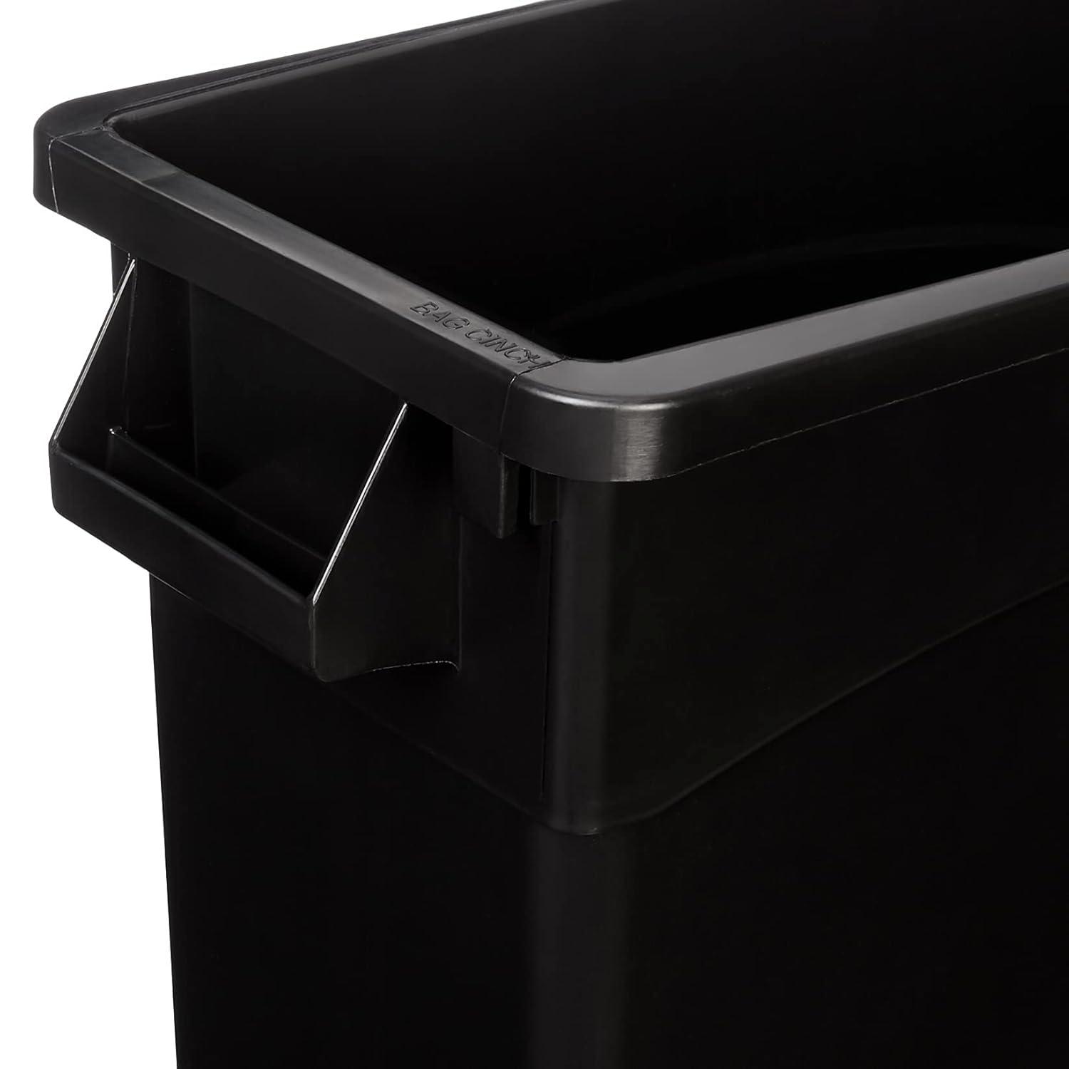 Basics Rectangular Commercial Slim Trash Can, 23 gallon (Pack of 2), Black (Previously brand)