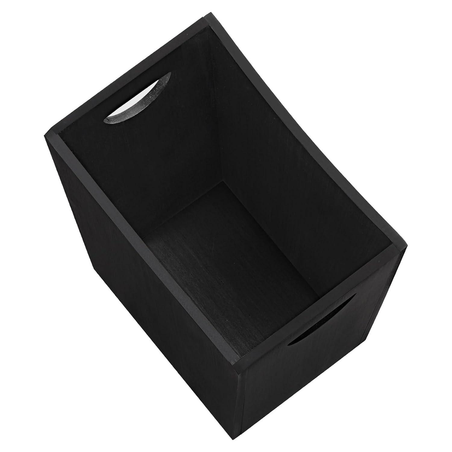 LIANTRAL Wood Trash Can Wastebasket, 2 Gallon Small Bathroom Garbage Can Wooden Waste Basket Trash Container Recycling Bin for Bathroom, Bedroom, Living Room, Office, Kitchen, Black