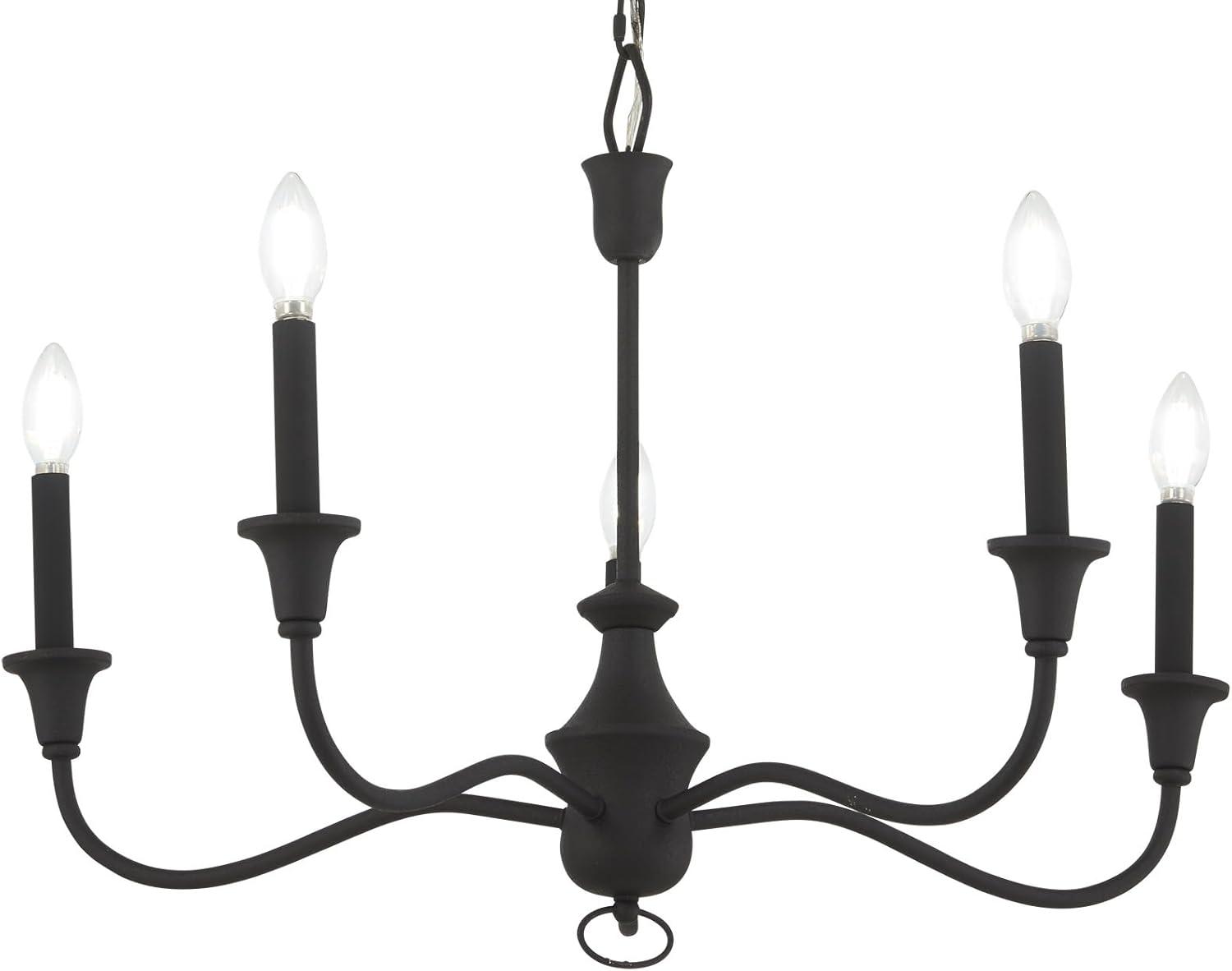 Halifax Textured Black 5-Light Candelabra Chandelier