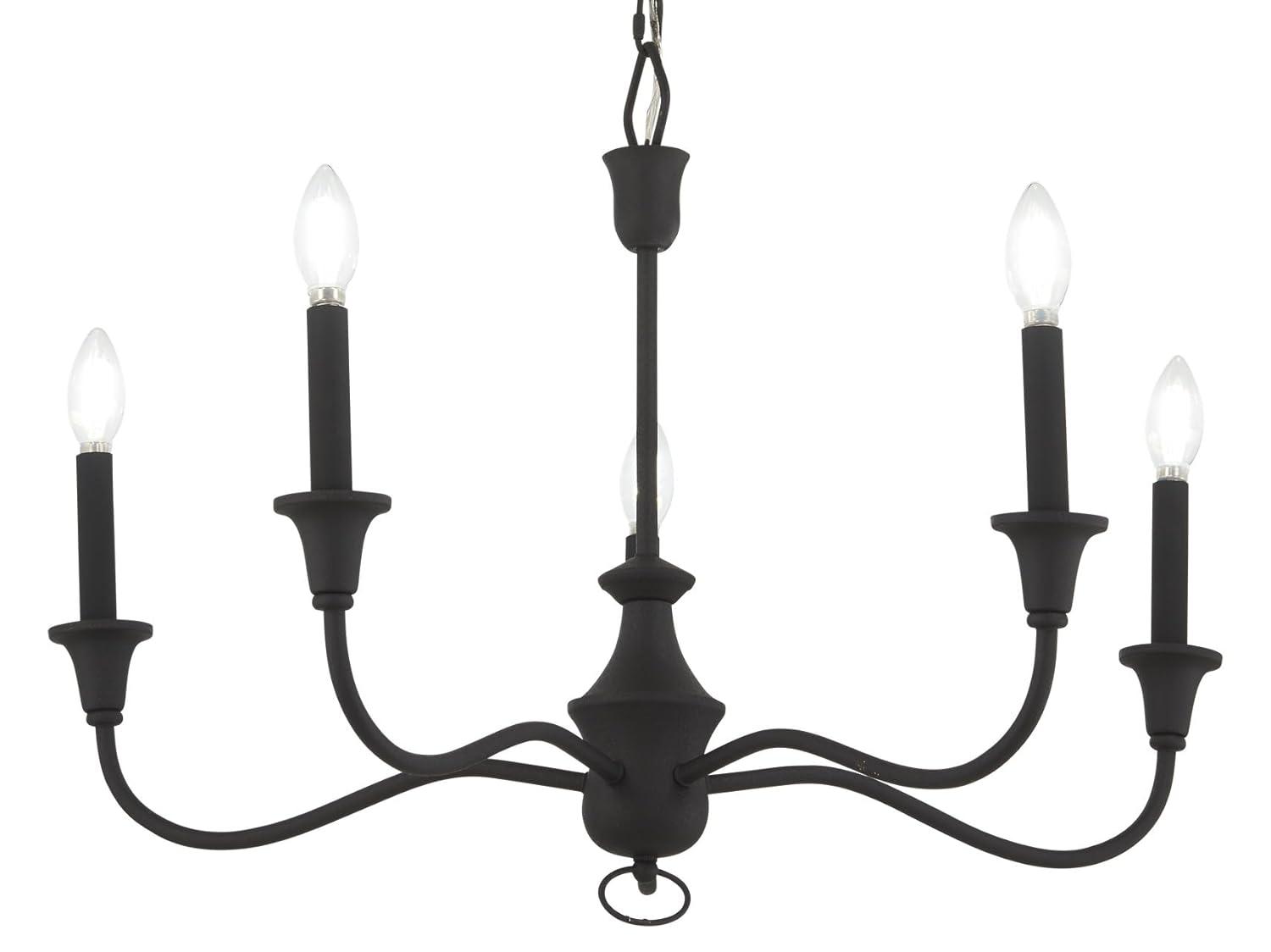 Halifax Textured Black 5-Light Candelabra Chandelier