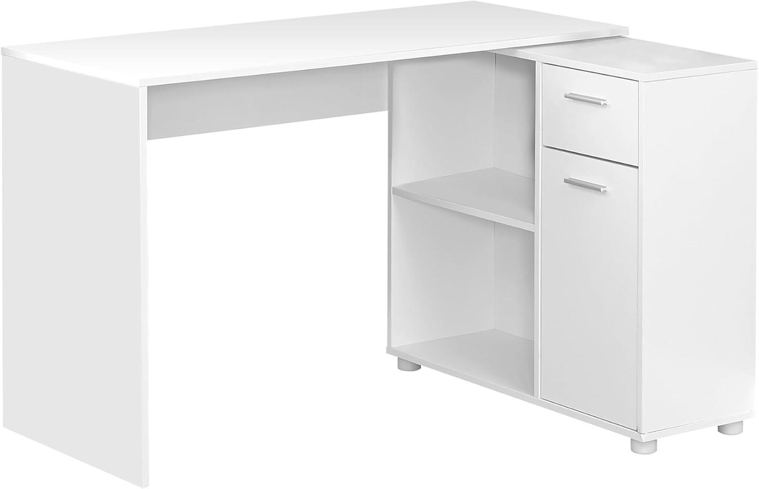 Computer Desk, Home Office, Corner, Storage Drawers, 46"L, L Shape, Work, Laptop, White Laminate, Contemporary, Modern