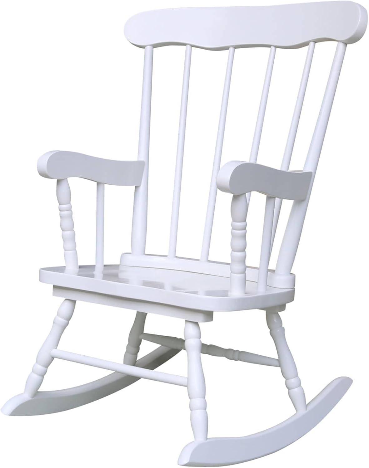 White Solid Wood Juvenile Rocker with Spindle Back