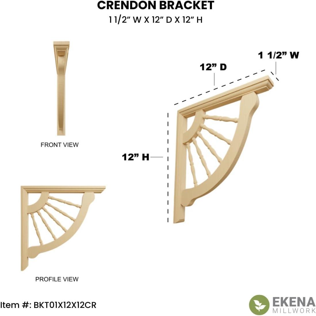 Ekena Millwork Crendon 12'' H x 1.50'' W x 12'' D Wood Bracket / Corbel