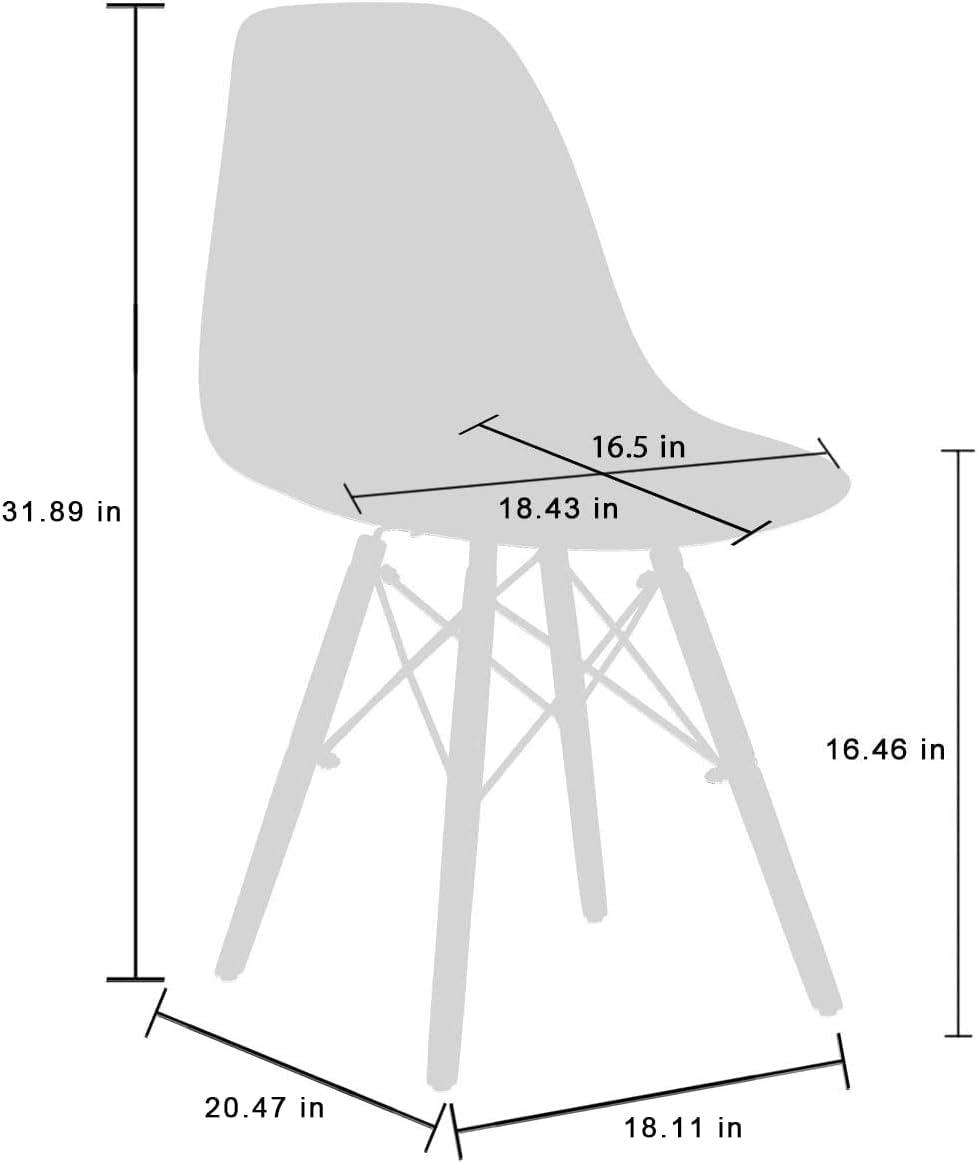 Black Ergonomic Plastic Side Chairs with Wooden Legs, Set of 4