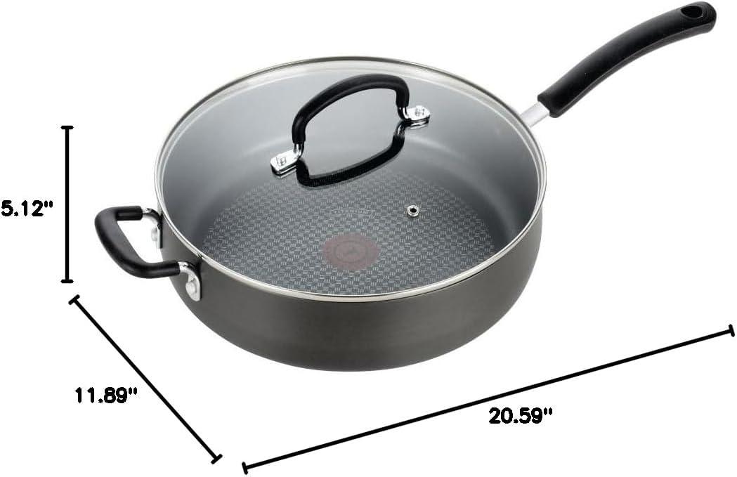 12'' Gray Aluminum Non-Stick Jumbo Cooker with Lid