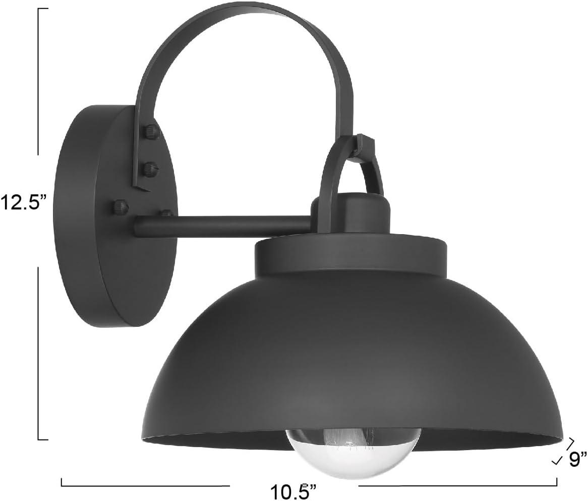 Robert Stevenson Lighting Easton Modern Farmhouse Metal Shade and Exposed Bulb Wall Mounted Outdoor Light Matte Black: ETL Listed, Steel Body