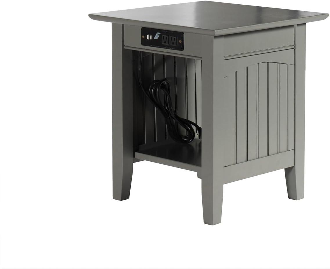 Nantucket End Table with Charger Gray - AFI: USB Ports, AC Outlets, Eco-Friendly Hardwood