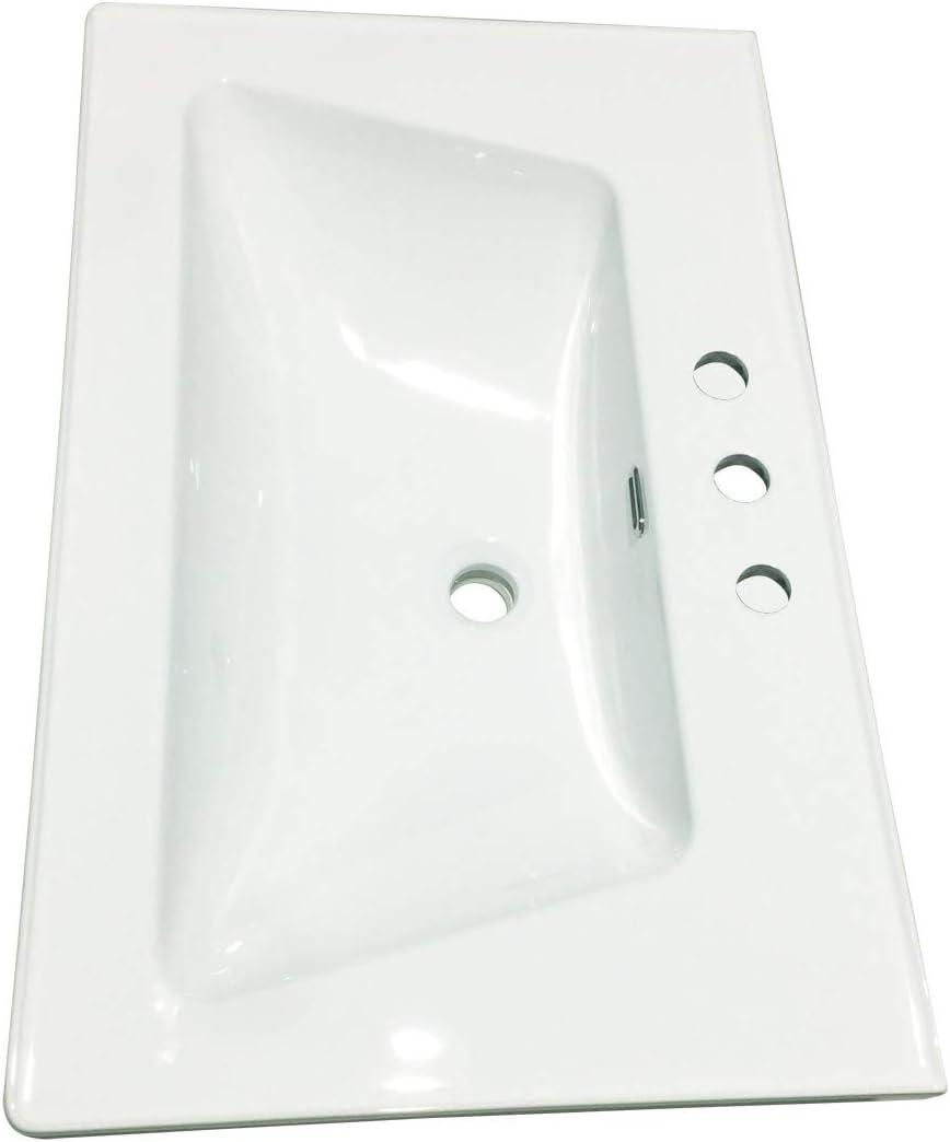 The Renovators Supply Inc. 19.68'' White Porcelain Rectangular Bathroom Sink with Overflow