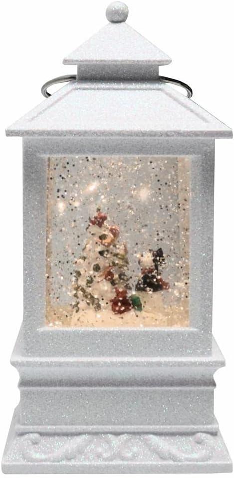 Roman Inc. 8.5"H LED White Lantern with Snowman Winter Scene Glitter Dome Snow Globe