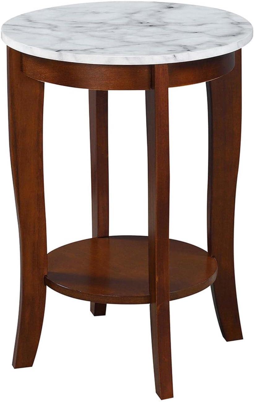 Heritage Elegance Round Wood End Table with Shelf in Espresso