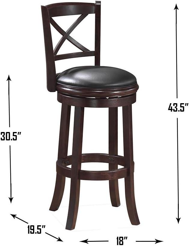 29" Kyoto Wood Composite Barstool Cherry - Boraam: Rubberwood Frame, Faux Leather, High-Density Foam