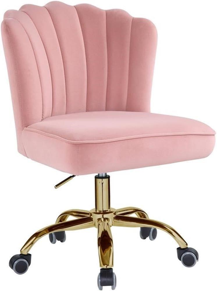 ACME Moyle Office Chair in Rose Quartz and Gold