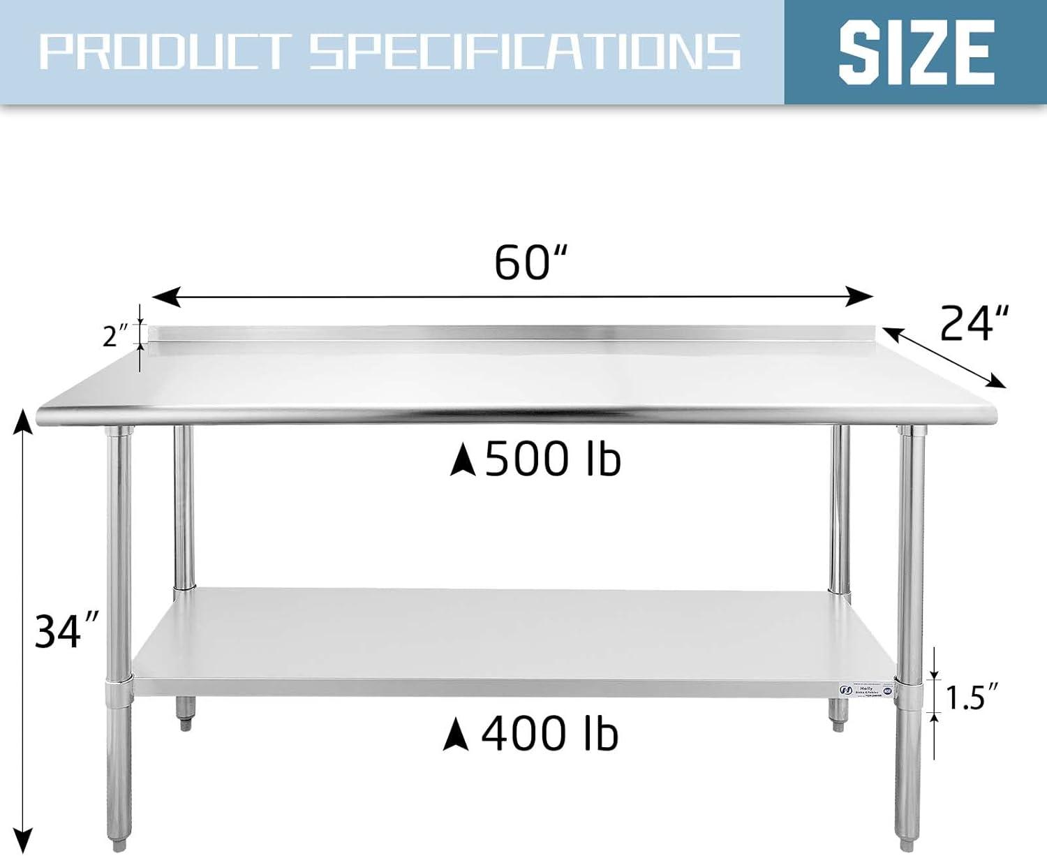 Stainless Steel 24 x 60 Inch Prep and Work Table with Undershelf