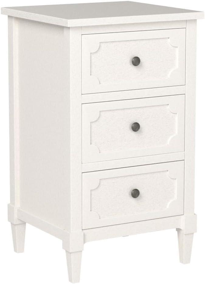 Rosaleen White Transitional 3-Drawer Pine Wood Side Chest