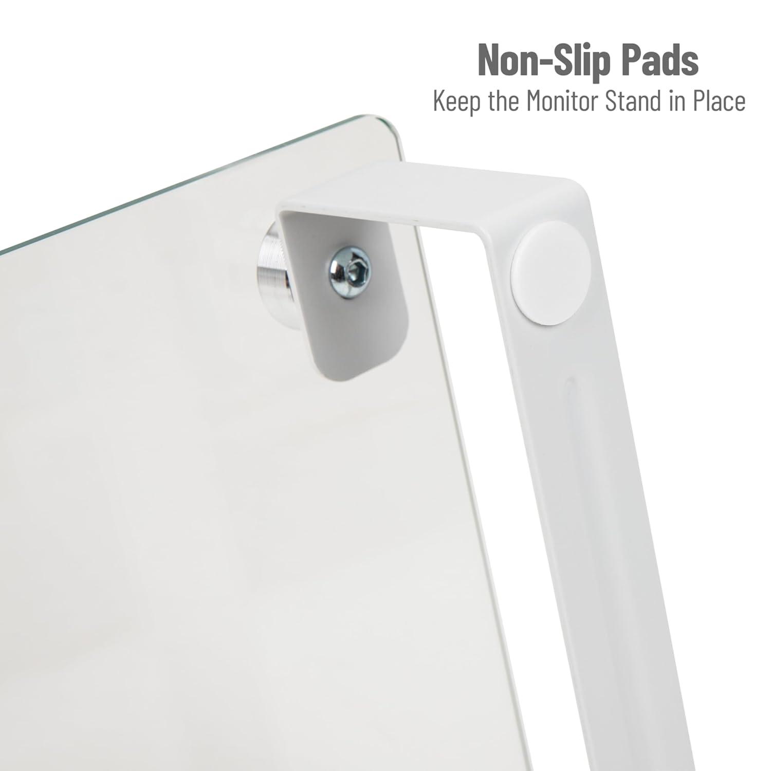 Mind Reader Mind Reader Monitor Stand, Contemporary, Desktop Organizer, Laptop Riser, Office, Glass, 22"L x 8.25"W x 3"H, Clear