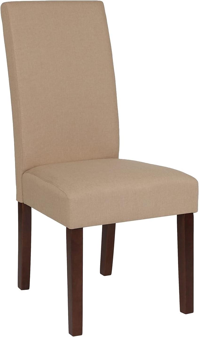 Elegant Parsons High-Back Side Chair in Beige with Solid Wood Legs