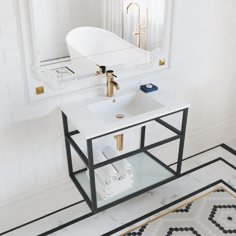 Pierre 30 Single, Open Shelf, Metal Frame Bathroom Vanity
