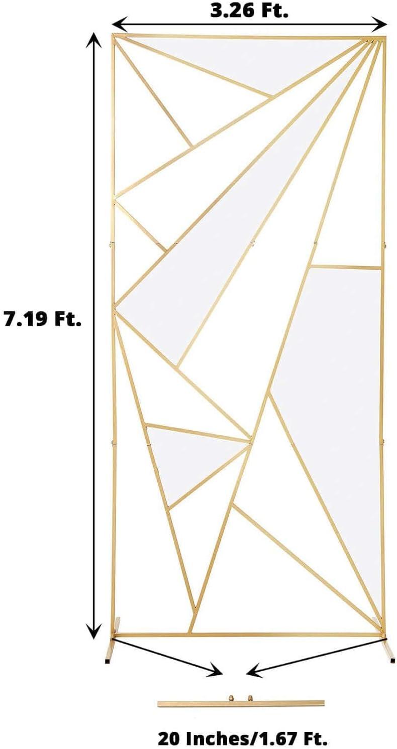 Efavormart 7ft Tall Gold Metal Geometric Wedding Backdrop Rectangle Floor Stand, Flower Stand Doorway Wall Prop With Cloudy Film Insert for Weddings, Showers, Party, Centerpiece Decorations
