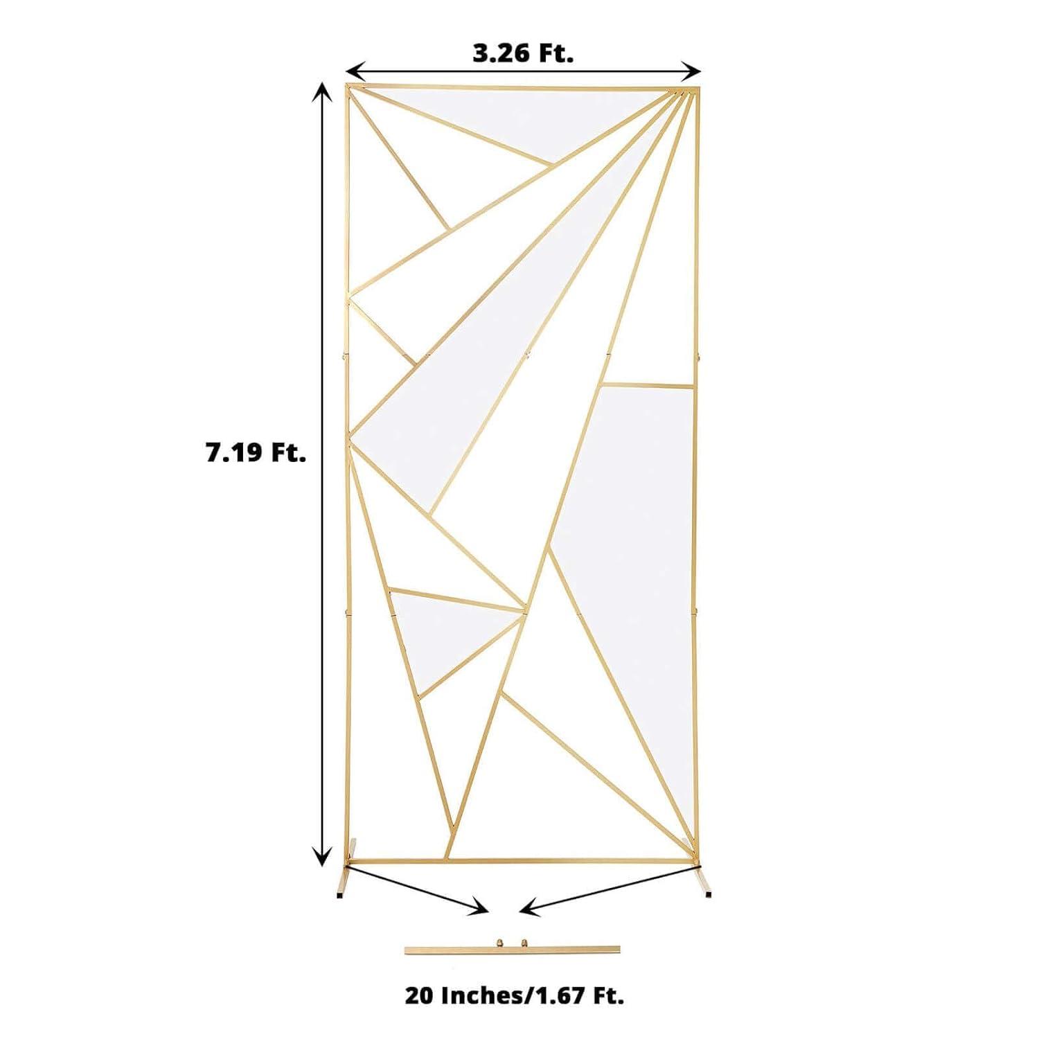 Efavormart 7ft Tall Gold Metal Geometric Wedding Backdrop Rectangle Floor Stand, Flower Stand Doorway Wall Prop With Cloudy Film Insert for Weddings, Showers, Party, Centerpiece Decorations