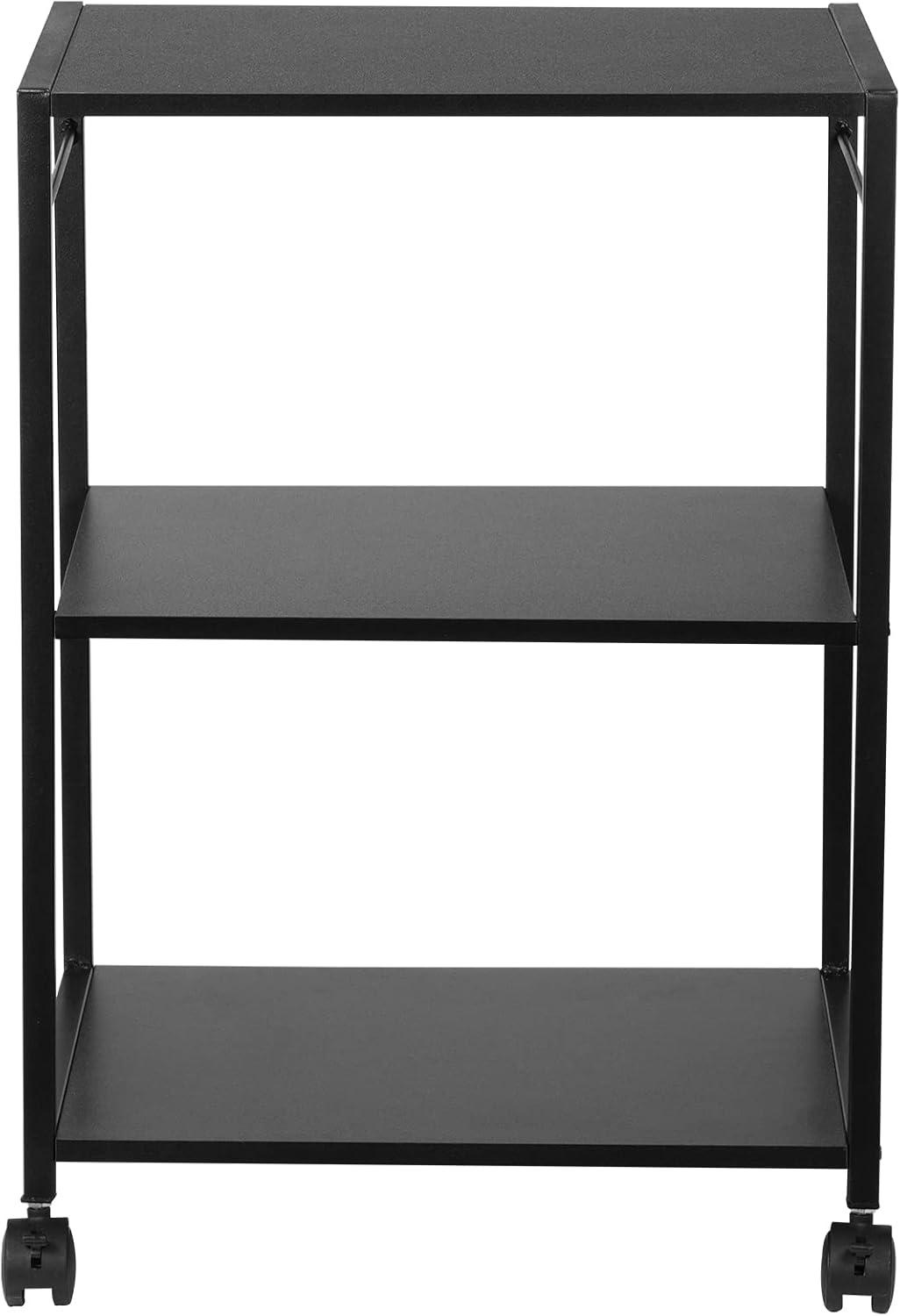 Black Adjustable 3-Tier Printer Stand with Storage Shelves