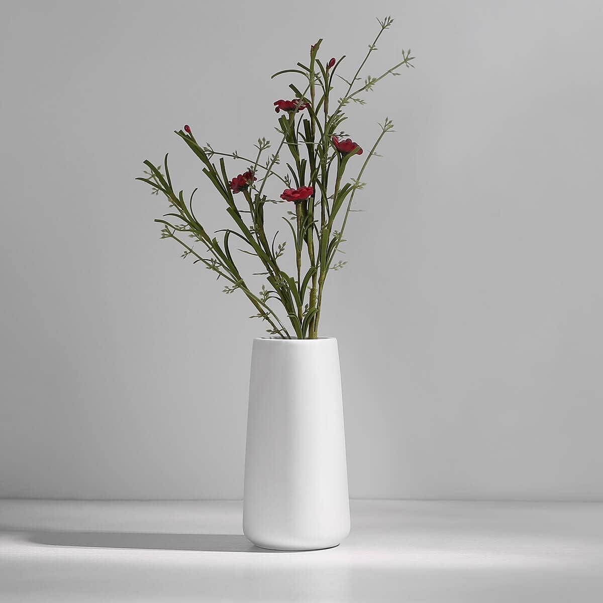 White Ceramic Geometric Decorative Table Vase