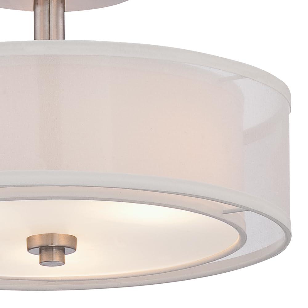 Minka Lavery Semi Flush Mount Ceiling Light 4107-84, Parsons Studio Lighting Fixture, 3 Light, Nickel
