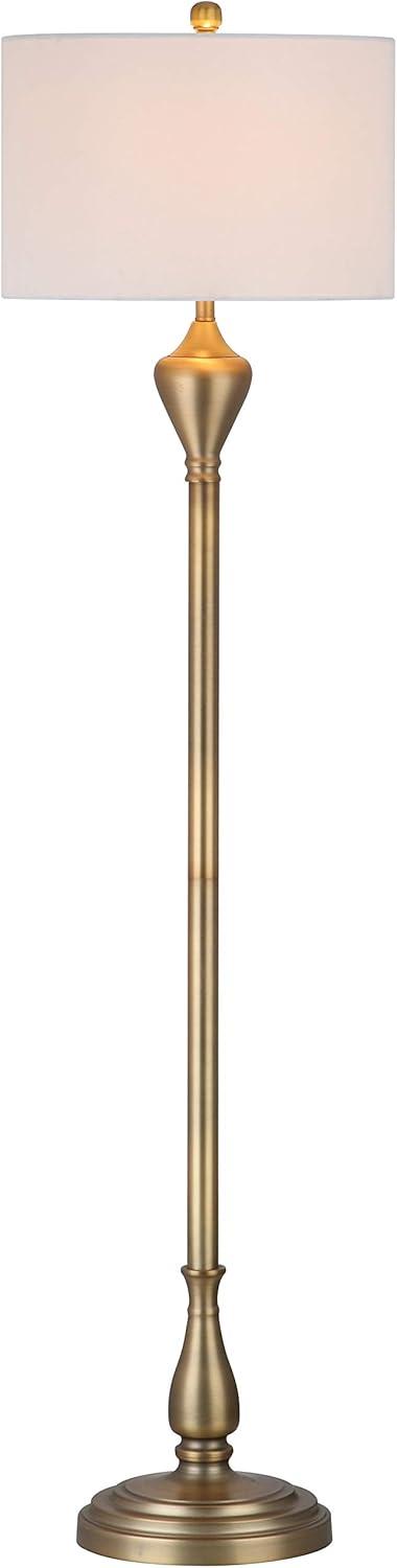 Park Avenue Inspired Traditional Gold Floor Lamp with White Cotton Shade