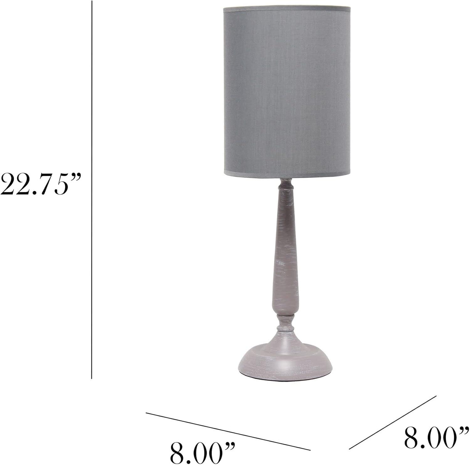 Gray Wash Metal Candlestick Table Lamp with Fabric Shade